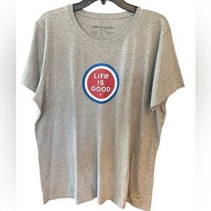 Life is Good Sz XL Women’s Heather Gray Bright Circle Logo T-Shirt